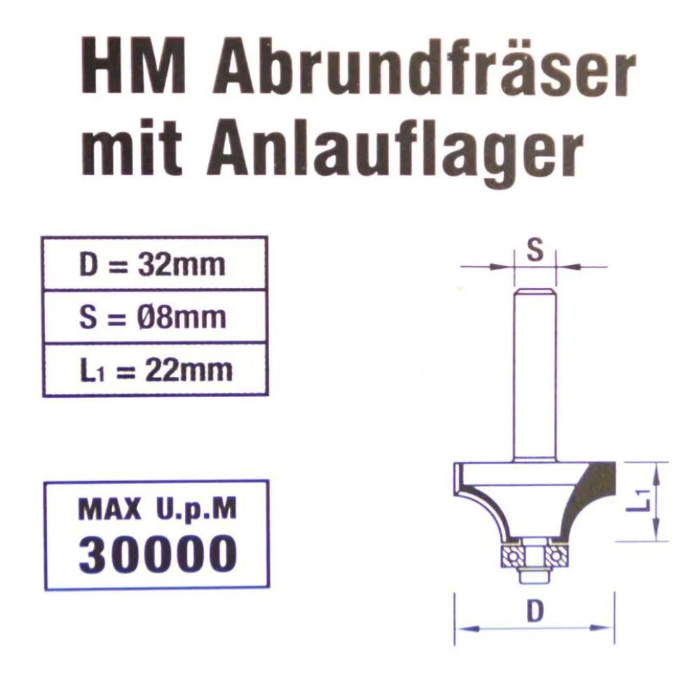 Drillcraft HM-Abrundfräser 32 mm