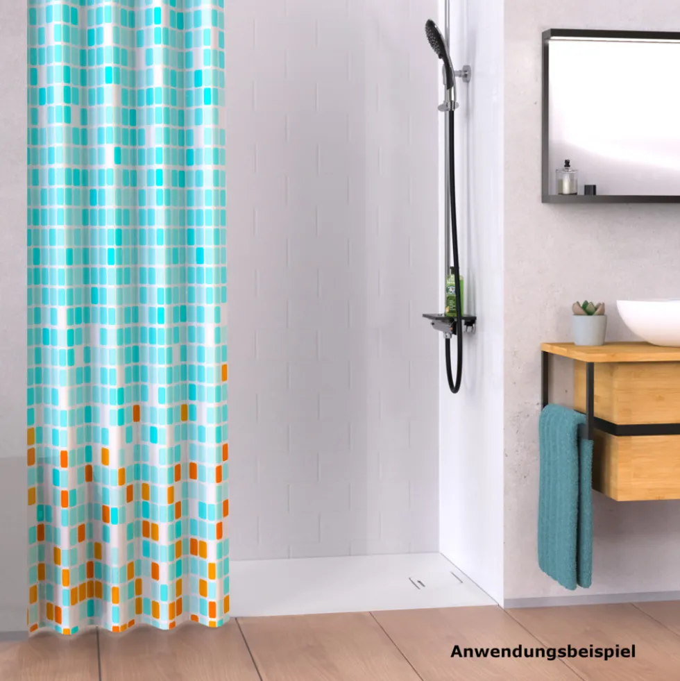 Duschvorhang Mosaik Blau/Orange