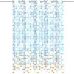 Duschvorhang Mosaik Blau/Orange