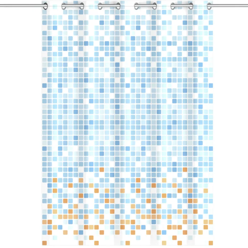 Duschvorhang Mosaik Blau/Orange
