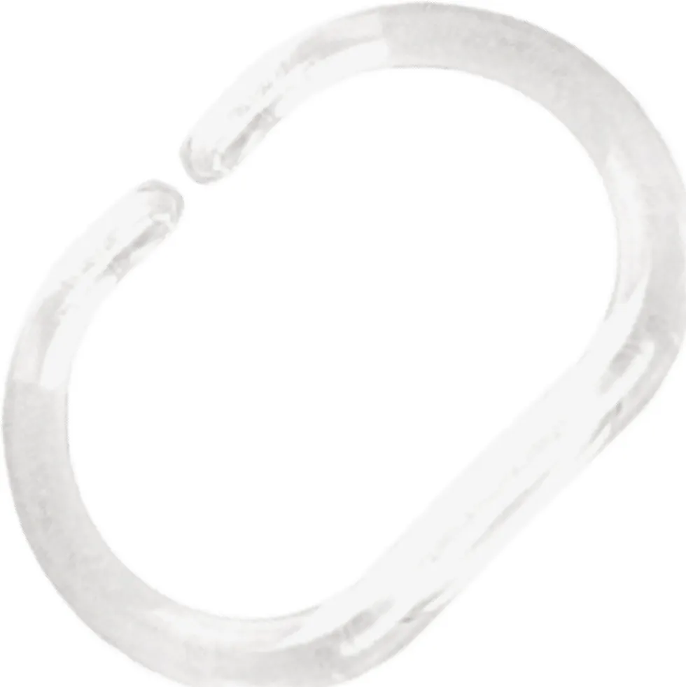Duschvorhangringe in C-Form aus Kunststoff, transparent, 12 Stück