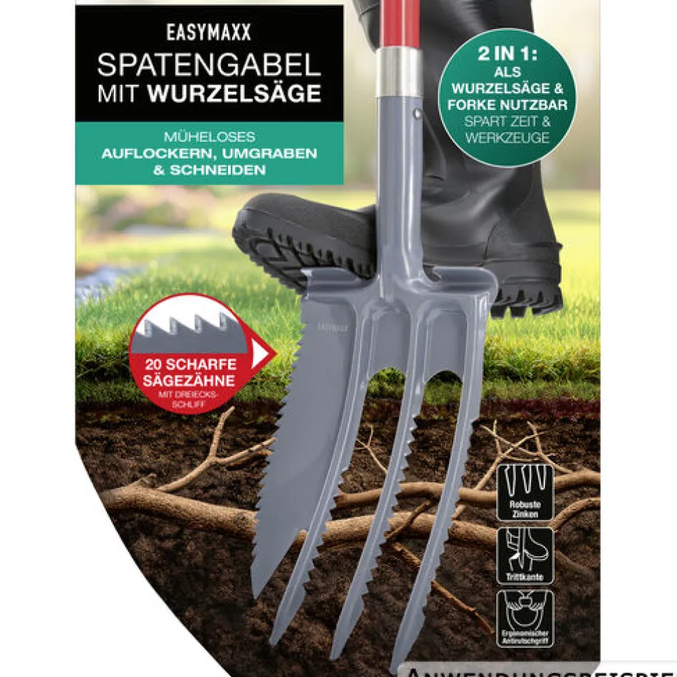 EASYmaxx Spatengabel mit Wurzelsäge