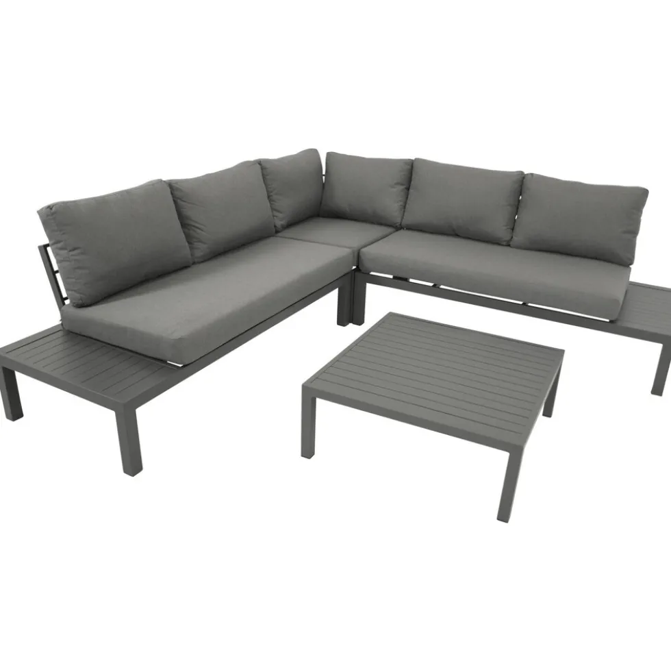 Eck-Lounge Set mit Tisch Aluminium grau