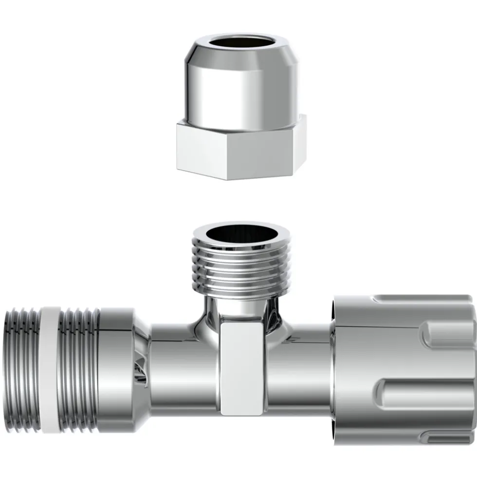 Eckregulierventil mit Schubrosette selbstdichtend 3/8"AG x 10 mm