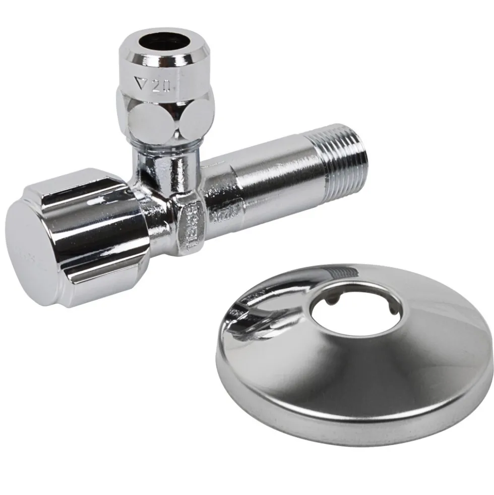 Eckregulierventil mit Verlängerung und Schubrosette 3/8"AG x 3/8"x 10 mm