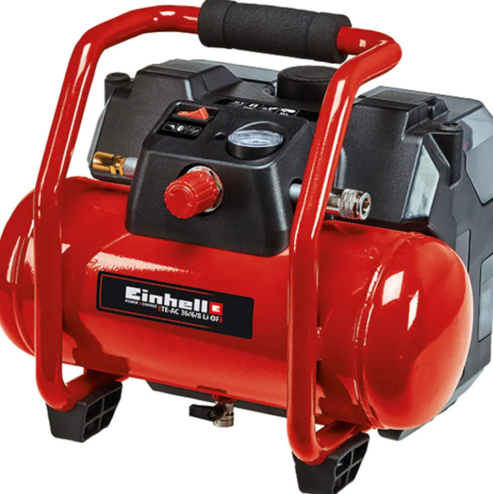 Einhell Akku-Kompressor TE-AC 36/6/8 Li OF Set-Solo mit 6-Liter-Tank und Zubehörset