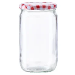 Einmachglas 720 ml mit weiß-rot kariertem Deckel
