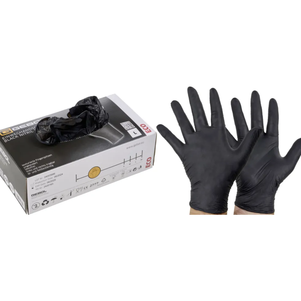 Einweghandschuhe Nitril Gr. 9 / L, 100 Stück schwarz