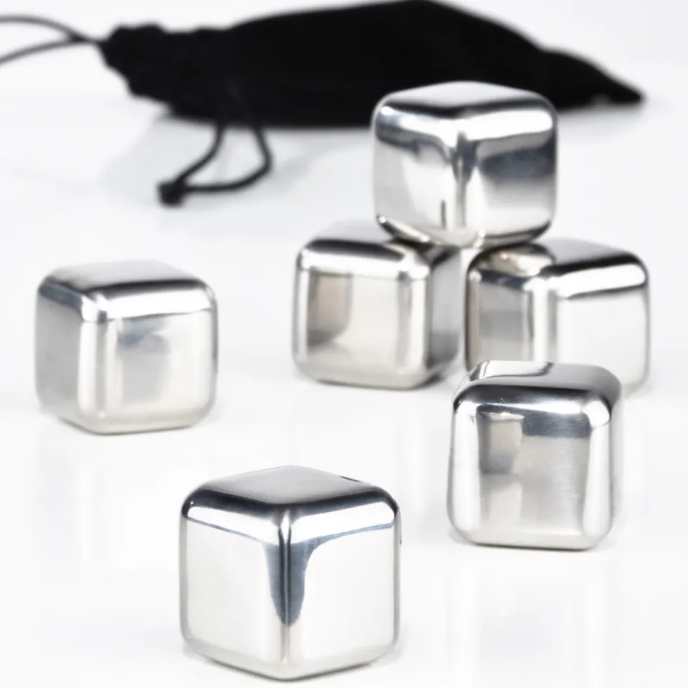 Eiswürfel-Set 7-teilig aus Edelstahl mit Beutel