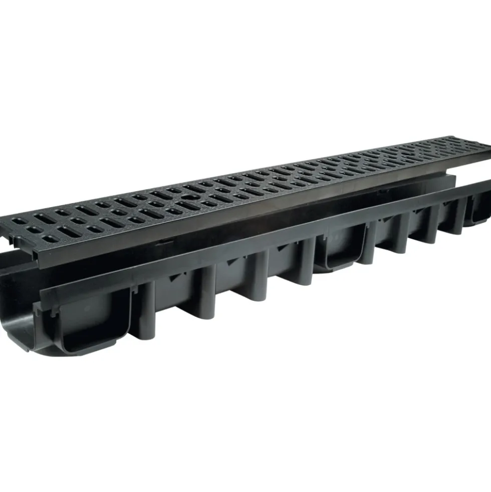 Entwässerungsrinne A15 1000 x 98 mm Gitter schwarz