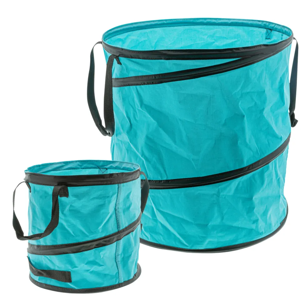2er Set Garten-Laubsack Pop-up 15 & 85 Liter, türkis selbststehend