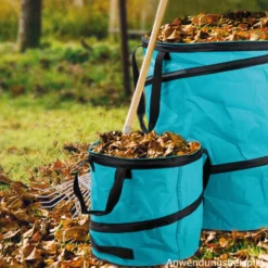 2er Set Garten-Laubsack Pop-up 15 & 85 Liter, türkis selbststehend