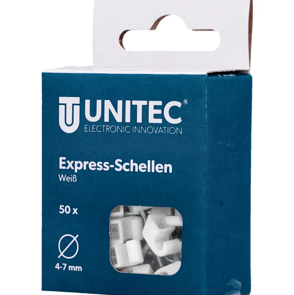 Express-Schellen 4-7 mm mit Nagel 30 mm verzinkt 50 Stück weiß