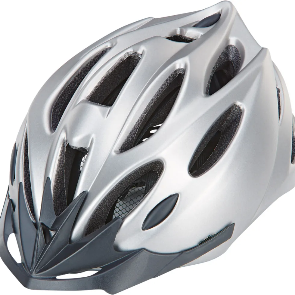 Fahrradhelm silber-grau, 58 - 61 cm mit Reflexstreifen