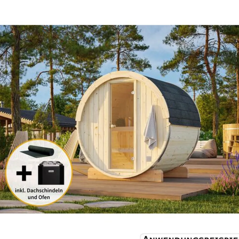 Fasssauna "Anita" 0,9 m² inkl. Ofen 3,6 kW