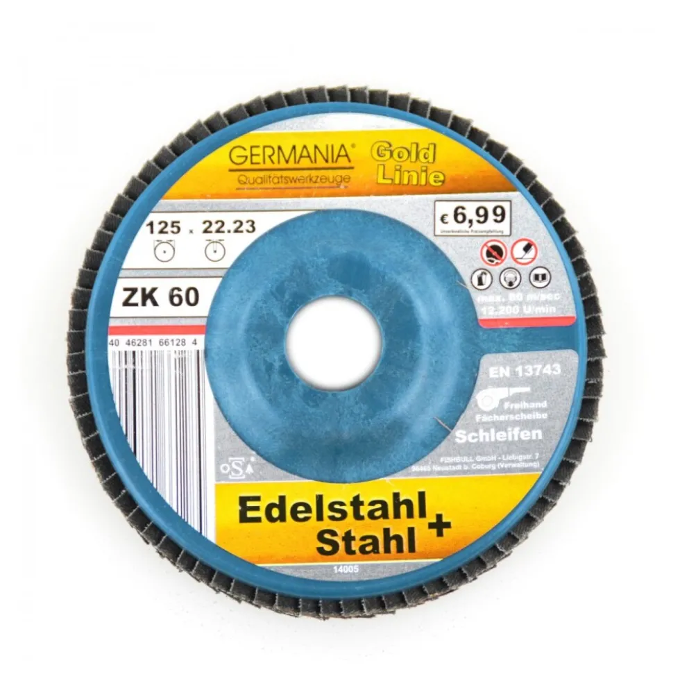 Fächerscheibe 125x22,23 ZK60 Edelstahl Stahl Schleifscheibe Lamellenscheibe