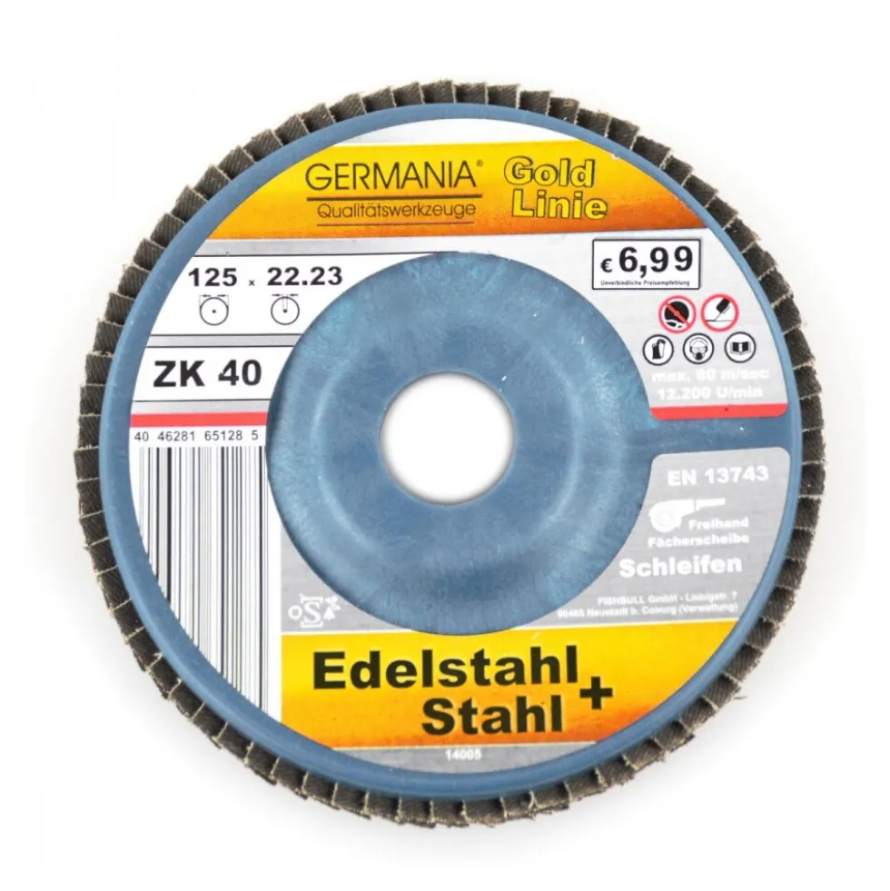 Fächerscheibe 125x22,23 ZK40 Edelstahl Stahl Schleifscheibe Lamellenscheibe