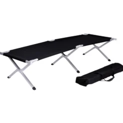 Feldbett 190 x 62 x 41 cm Schwarz bis 120 kg