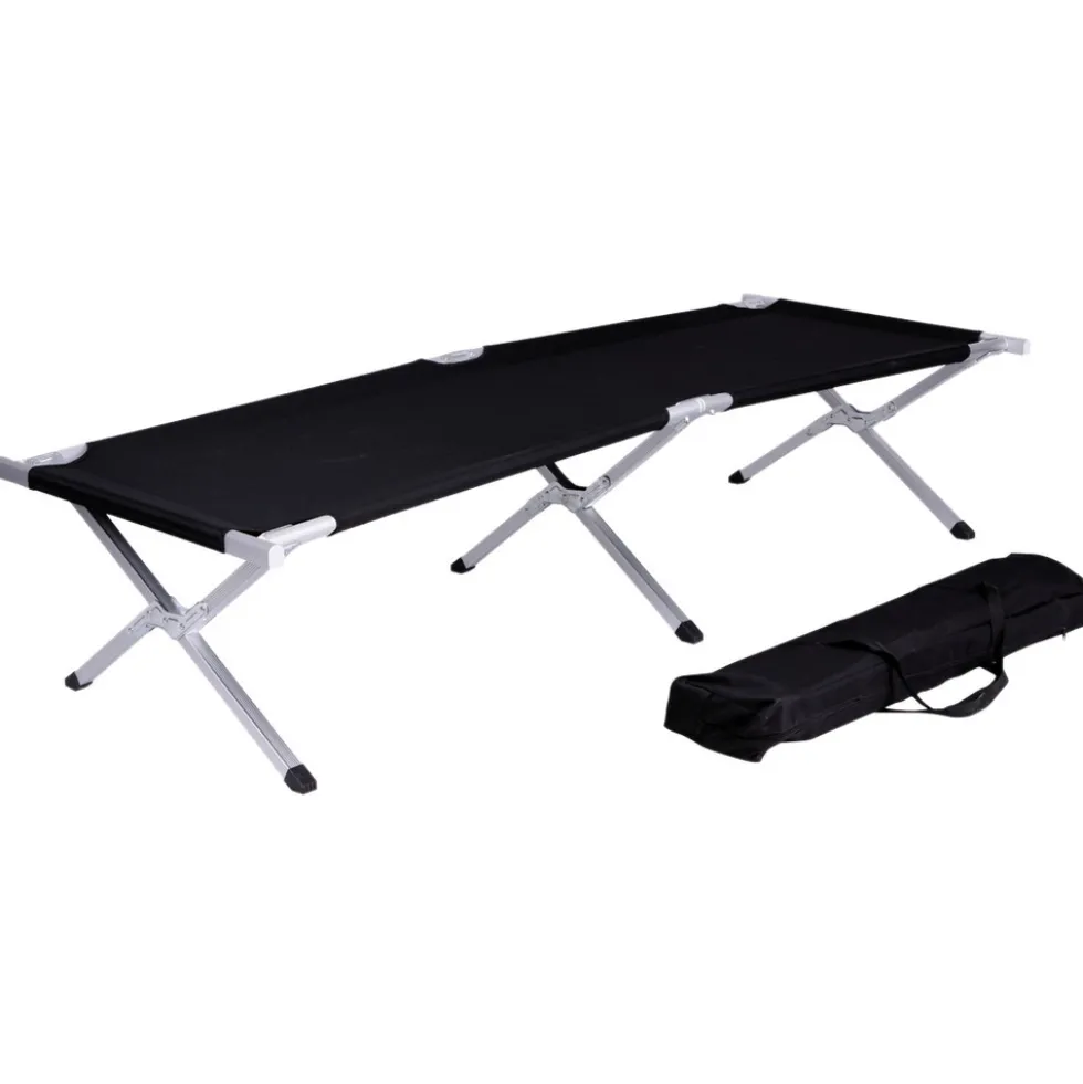 Feldbett 190 x 62 x 41 cm Schwarz bis 120 kg