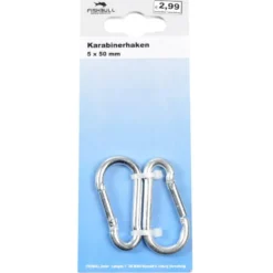 Feuerwehr-Karabiner 5 x 50 mm verzinkt 2 Stück Belastbarkeit 120 kg