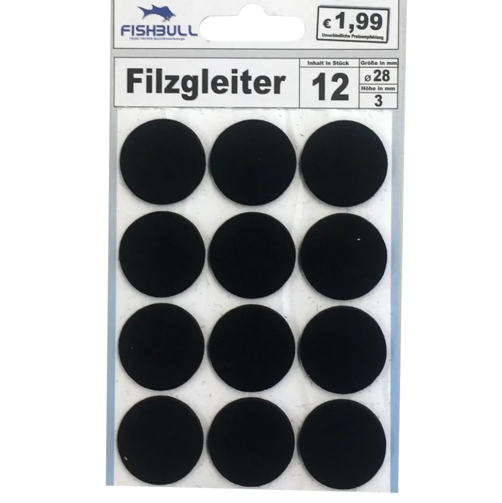Filzgleiter Ø28 mm 12 Stück selbstklebend rund in schwarz