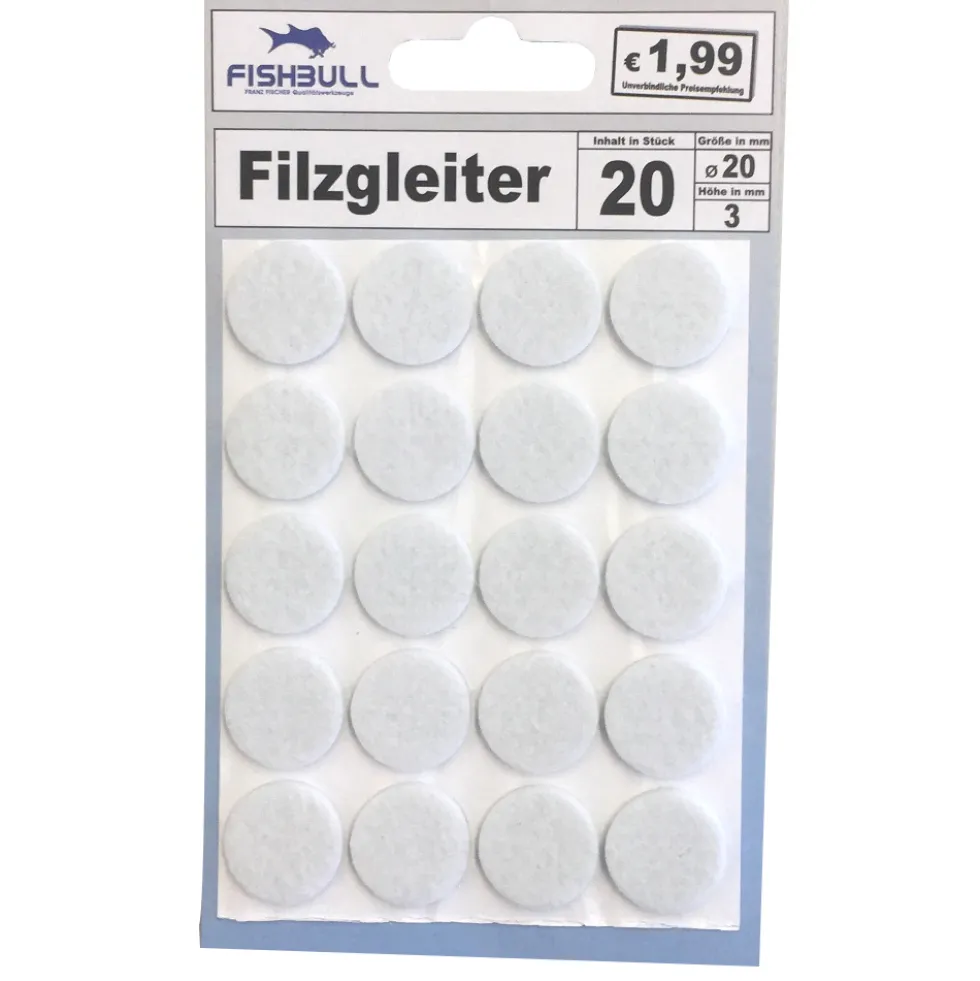 Filzgleiter Ø20 mm 20 Stück selbstklebend rund in weiß