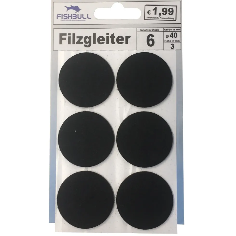 Filzgleiter Ø40 mm 6 Stück selbstklebend rund in schwarz