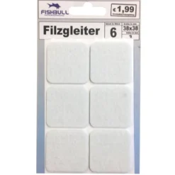 Filzgleiter 38x38 mm 6 Stück selbstklebend quadratisch in weiß