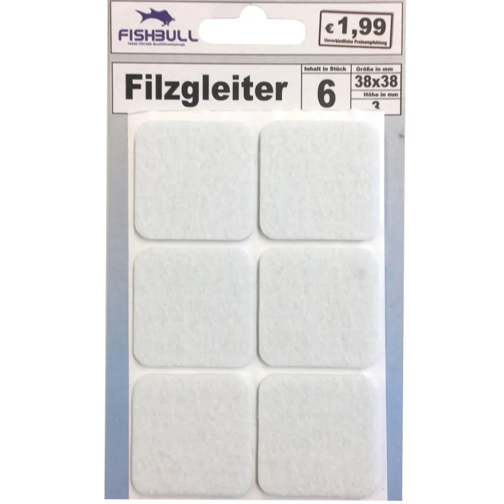 Filzgleiter 38x38 mm 6 Stück selbstklebend quadratisch in weiß