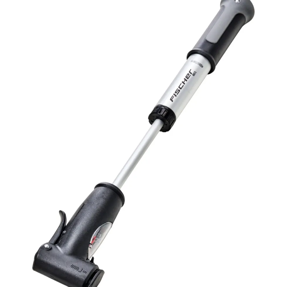 FISCHER Fahrrad Mini Luftpumpe, Doppelhub, Manometer