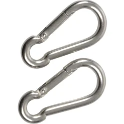 FISHBULL Feuerwehr-Karabiner 5 x 50 mm V4A Edelstahl, 2 Stück, Belastbarkeit 120 kg