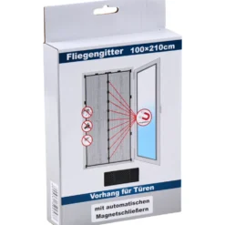Fliegenvorhang mit Magnet für Türen 100 x 210 cm schwarz
