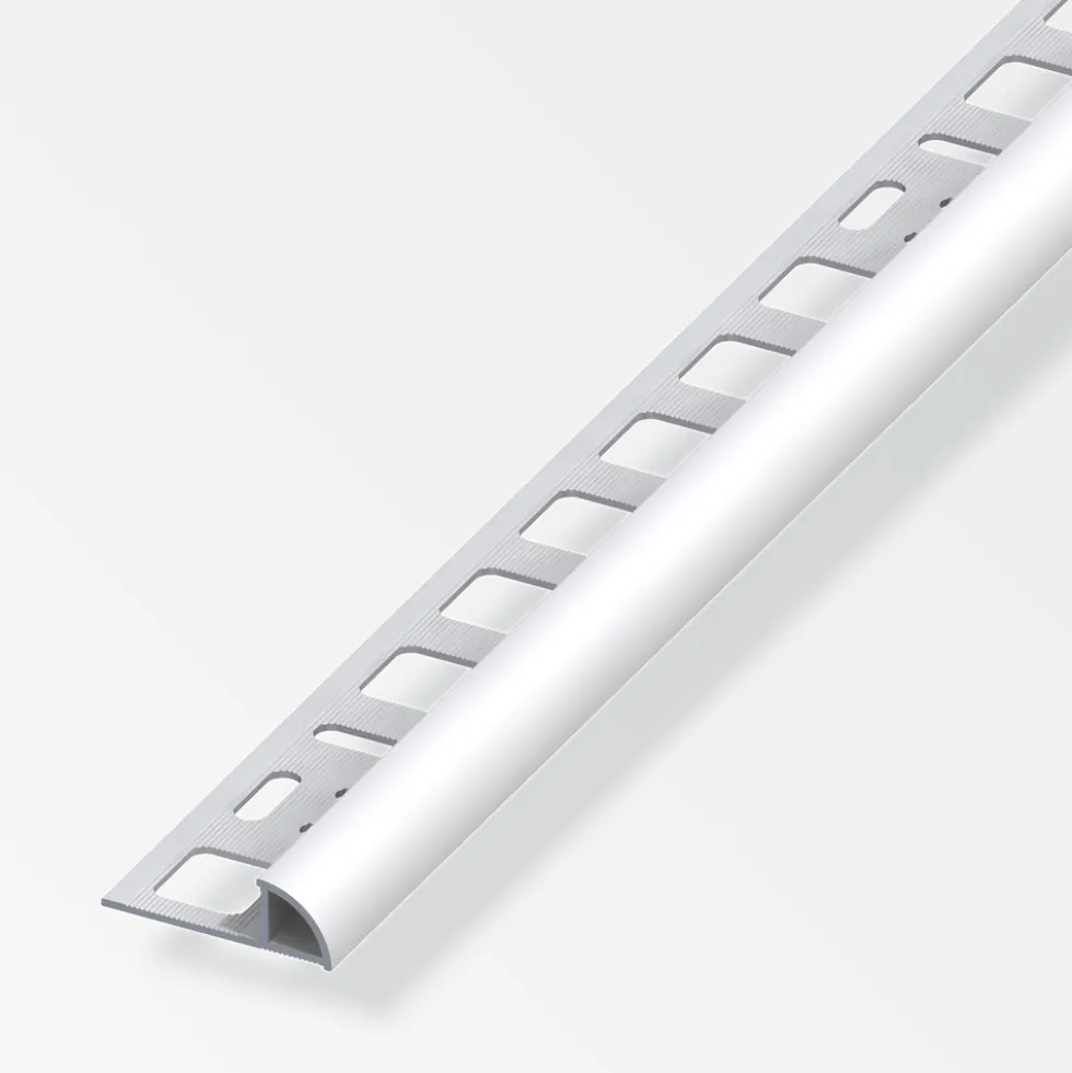 Fliesenprofil Viertelkreis Aluminium eloxiert 2500 x 8 x 19,5 mm silberfarben