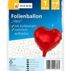 Folienballon Herz mit Aufblashalm