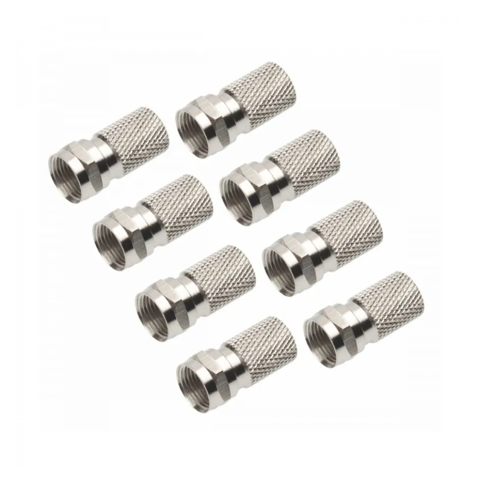 F-Stecker 8Stk. 8mm gerade schraubbar Metall