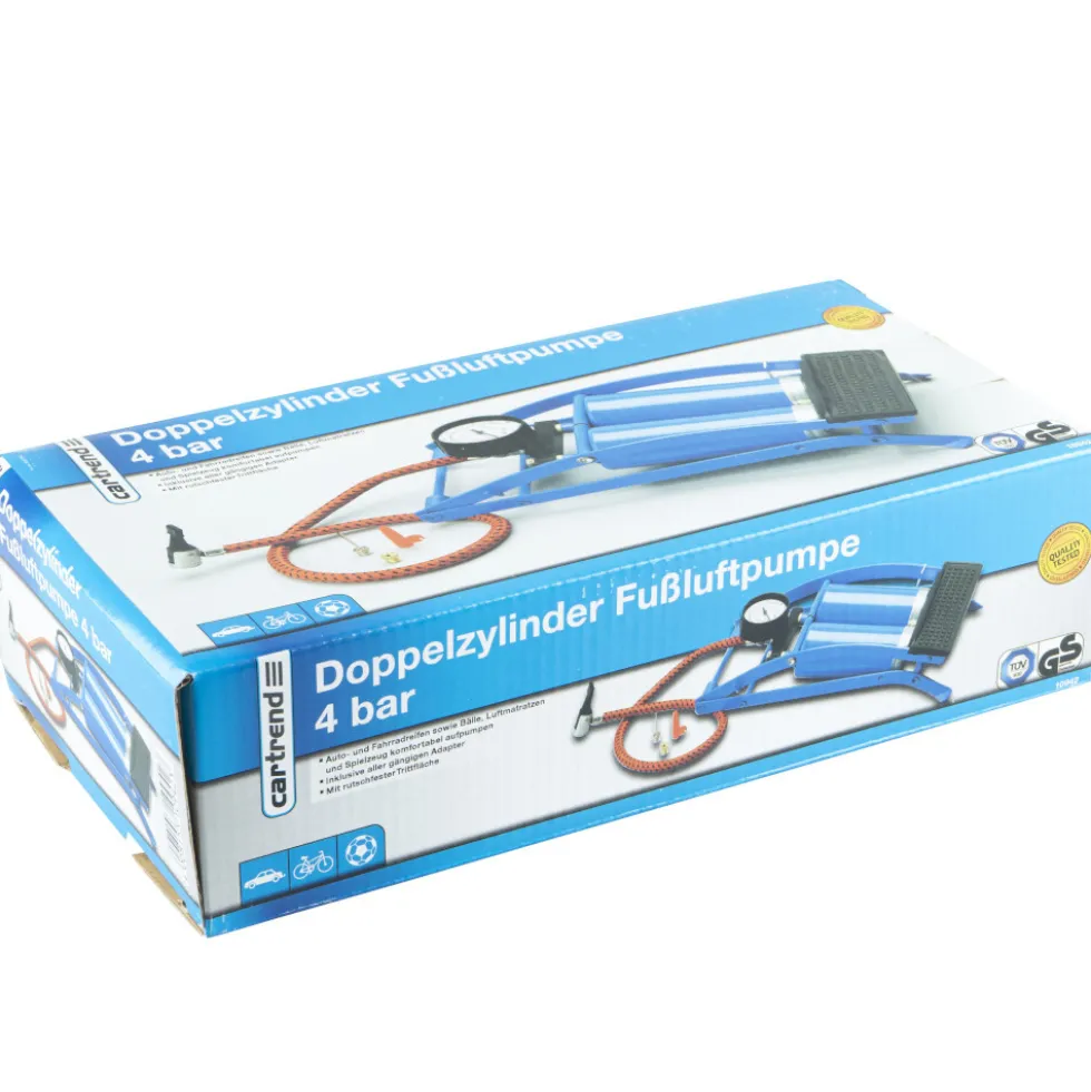 Fußluftpumpe 4 bar mit Doppelzylinder und Manometer