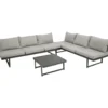 Funktions-Loungeset 3-Sitzer Aluminium 3-teilig Hellgrau