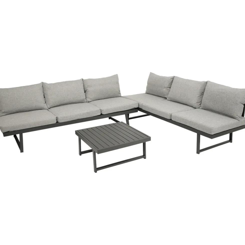 Funktions-Loungeset 3-Sitzer Aluminium 3-teilig Hellgrau