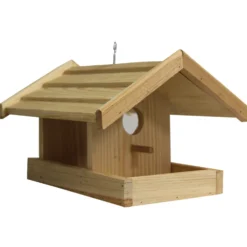 Futterhaus mit Haken Kiefernholz ca. 24,5 x 22,5 x 17 cm