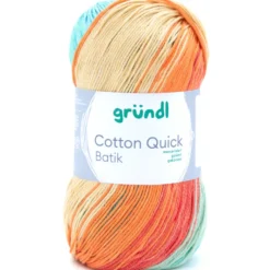 Garn Cotton Quick 100 g, hellblau-grün-mais-orange
