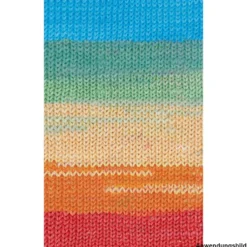 Garn Cotton Quick 100 g, hellblau-grün-mais-orange