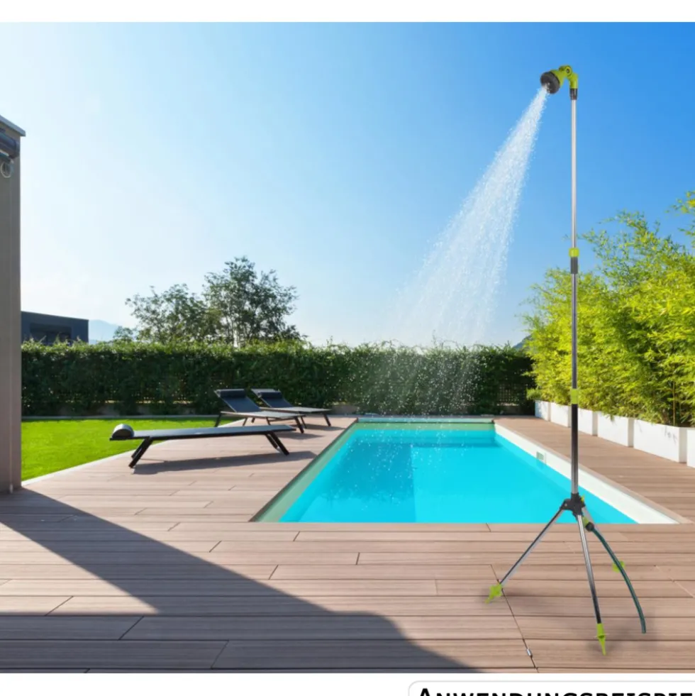 Gartendusche aus Aluminium mit Stativ, höhenverstellbar