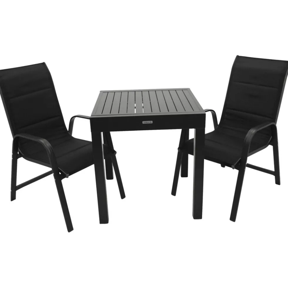 Gartengarnitur 3-teilig Alu Ausziehtisch dunkelgrau