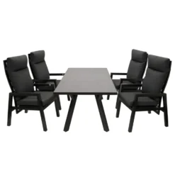 Gartengarnitur 5-teilig Aluminium Dunkelgrau