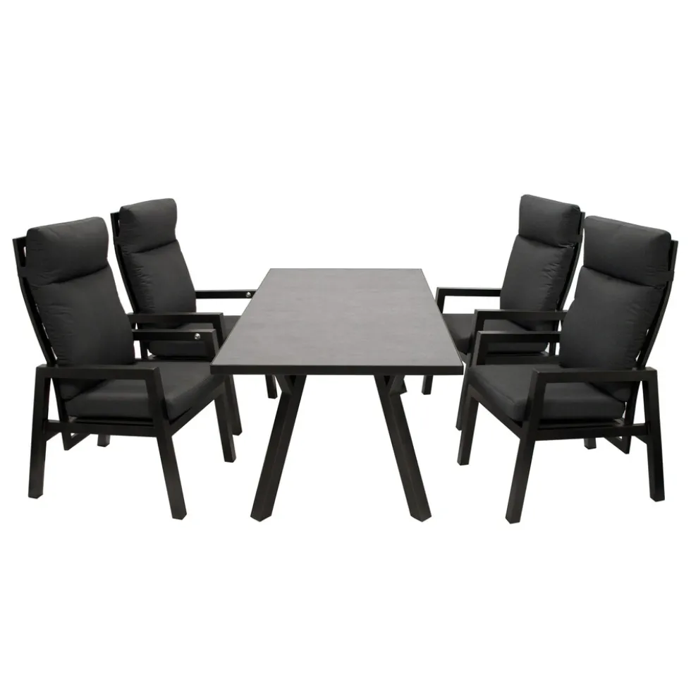 Gartengarnitur 5-teilig Aluminium Dunkelgrau