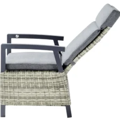 Gartensessel Polyrattan/Alu verstellbar gepolstert grau-meliert