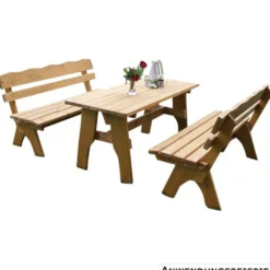 Gartensitzgruppe Freital 3-teilig, 150 cm, Kiefer hell