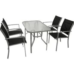 Gartensitzgruppe 5-teilig mit Glastisch