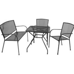 Gartensitzgruppe 4-teilig Streckmetall Anthrazit