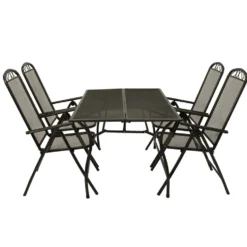 Gartensitzgruppe 5-teilig Streckmetall Anthrazit